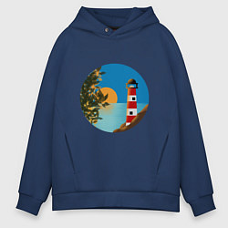 Мужское худи оверсайз Маяк на закате