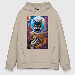 Мужское худи оверсайз Милая кошечка космонавт - нейросеть