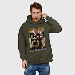 Толстовка оверсайз мужская Queen винтаж, цвет: хаки — фото 2