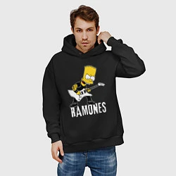 Толстовка оверсайз мужская Ramones Барт Симпсон рокер, цвет: черный — фото 2