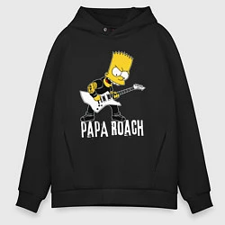 Толстовка оверсайз мужская Papa Roach Барт Симпсон рокер, цвет: черный