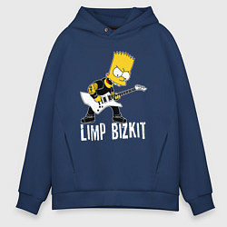 Толстовка оверсайз мужская Limp Bizkit Барт Симпсон рокер, цвет: тёмно-синий