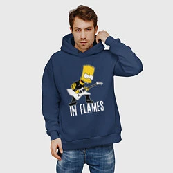 Толстовка оверсайз мужская In Flames Барт Симпсон рокер, цвет: тёмно-синий — фото 2