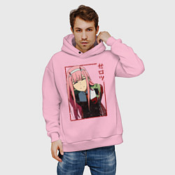 Толстовка оверсайз мужская Zero Two anime girl, цвет: светло-розовый — фото 2