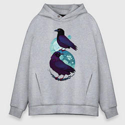 Мужское худи оверсайз Фиолетовые вороны