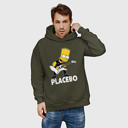 Толстовка оверсайз мужская Placebo Барт Симпсон рокер, цвет: хаки — фото 2