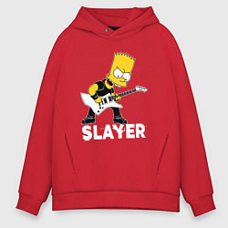 Толстовка оверсайз мужская Slayer Барт Симпсон рокер, цвет: красный