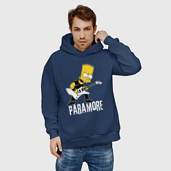 Толстовка оверсайз мужская Paramore Барт Симпсон рокер, цвет: тёмно-синий — фото 2
