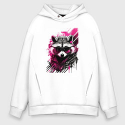Мужское худи оверсайз Енот киберпанк
