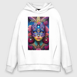 Мужское худи оверсайз Девушка в маскарадной маске - нейросеть