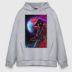 Толстовка оверсайз мужская Космический самурай, цвет: меланж