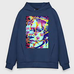 Толстовка оверсайз мужская Andy Warhol - pop art - self-portrait, цвет: тёмно-синий