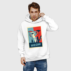 Толстовка оверсайз мужская Meow obey, цвет: белый — фото 2