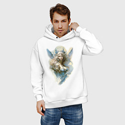Толстовка оверсайз мужская Царевна-Лебедь ангел - нейросеть, цвет: белый — фото 2