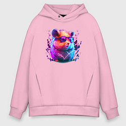 Мужское худи оверсайз Красочный хомяк в очках