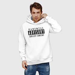 Толстовка оверсайз мужская Parental advisory, цвет: белый — фото 2