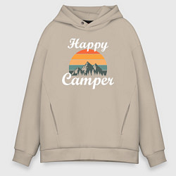 Толстовка оверсайз мужская Happy camper, цвет: миндальный