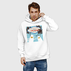 Толстовка оверсайз мужская Чайки на курорте, цвет: белый — фото 2