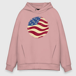 Толстовка оверсайз мужская Flag USA, цвет: пыльно-розовый