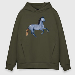 Толстовка оверсайз мужская Андалузская лошадь, цвет: хаки