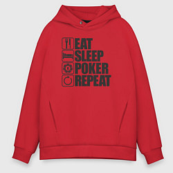 Мужское худи оверсайз Eat, sleep, poker, repeat