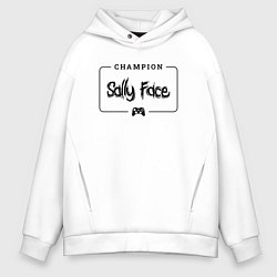 Толстовка оверсайз мужская Sally Face gaming champion: рамка с лого и джойсти, цвет: белый