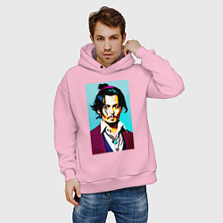 Толстовка оверсайз мужская Johnny Depp - Japan style, цвет: светло-розовый — фото 2