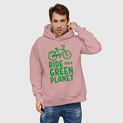 Толстовка оверсайз мужская Ride for a green planet, цвет: пыльно-розовый — фото 2