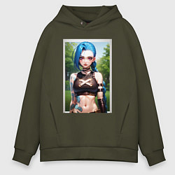 Толстовка оверсайз мужская Arcane League Of Legends JINX model, цвет: хаки