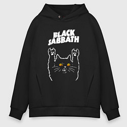 Толстовка оверсайз мужская Black Sabbath rock cat, цвет: черный