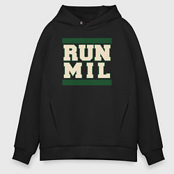 Толстовка оверсайз мужская Run Milwaukee Bucks, цвет: черный