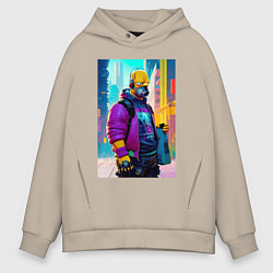 Мужское худи оверсайз Homer Simpson - city - cyberpunk