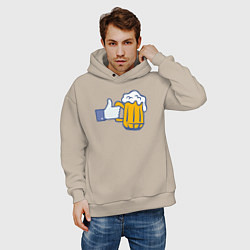 Толстовка оверсайз мужская Like beer, цвет: миндальный — фото 2