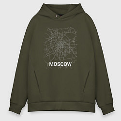 Толстовка оверсайз мужская Moscow map, цвет: хаки
