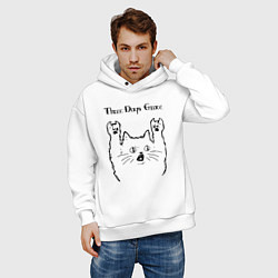Толстовка оверсайз мужская Three Days Grace - rock cat, цвет: белый — фото 2