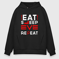 Мужское худи оверсайз Надпись eat sleep EVE repeat