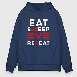 Мужское худи оверсайз Надпись eat sleep EVE repeat