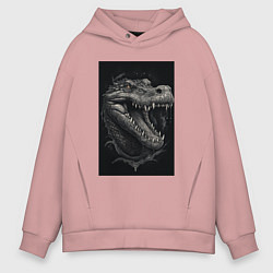 Мужское худи оверсайз Крокодил стиль тату