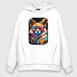 Толстовка оверсайз мужская Abstract Colorful Fox, цвет: белый