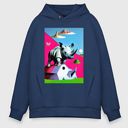 Мужское худи оверсайз Прикольный носорог - поп-арт