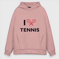 Толстовка оверсайз мужская I Love Tennis, цвет: пыльно-розовый
