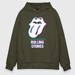 Мужское худи оверсайз Rolling Stones glitch rock