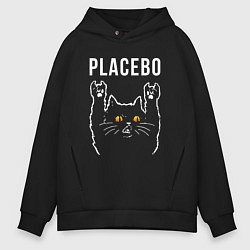 Толстовка оверсайз мужская Placebo rock cat, цвет: черный