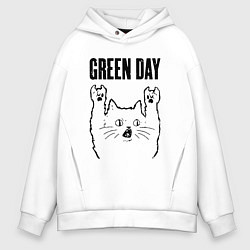 Мужское худи оверсайз Green Day - rock cat