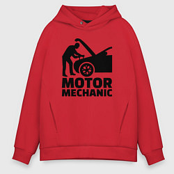 Толстовка оверсайз мужская Motor mechanic, цвет: красный