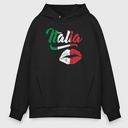 Толстовка оверсайз мужская Поцелуй Италии, цвет: черный