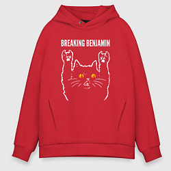 Толстовка оверсайз мужская Breaking Benjamin rock cat, цвет: красный