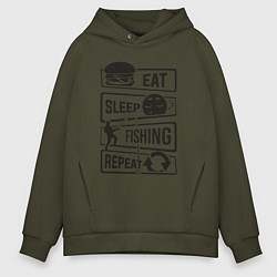 Мужское худи оверсайз Eat sleep fishing repeat