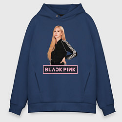 Мужское худи оверсайз Блэкпинк Роза