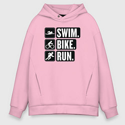 Мужское худи оверсайз Swim bike run